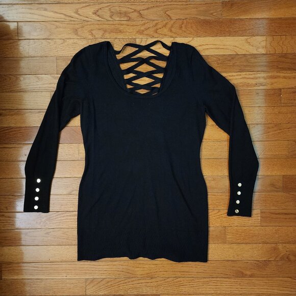 Cache Black Long Sleeve Top w/ Gold Buttons - Picture 1 of 2